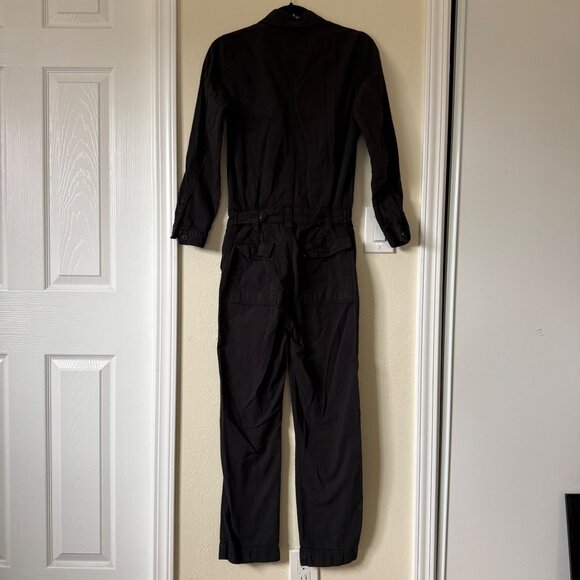 Lucky Brand Black Utility Jumpsuit Cotton Blend Button Pockets Long Sleeve Sz XS - Picture 7 of 7